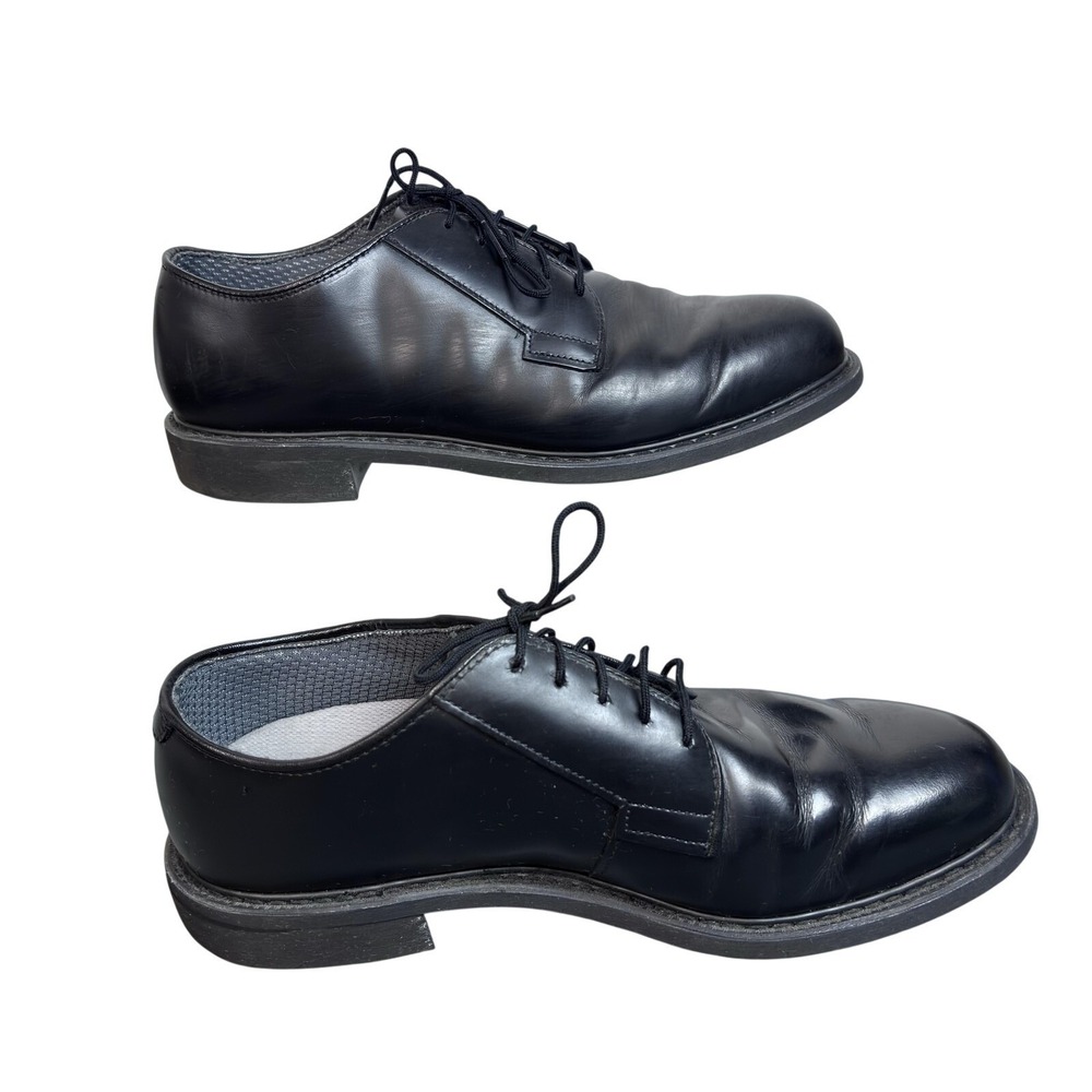 Bates Oxford Shoes Mens size 9 Black Leather Vibram Sole Plain Toe Uniform Dress